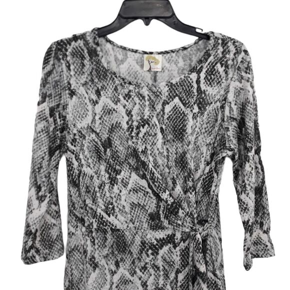 Anthro Fig & Flower Snake Knit Sheer Panelled Full Sharkbite Maxi Dress Sz L - Picture 4 of 14